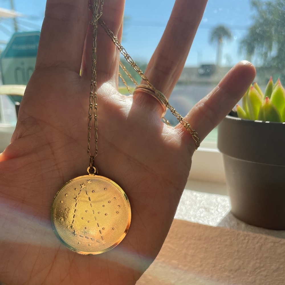 Shoptiques Long Cancer Zodiac Necklace Gold View 3